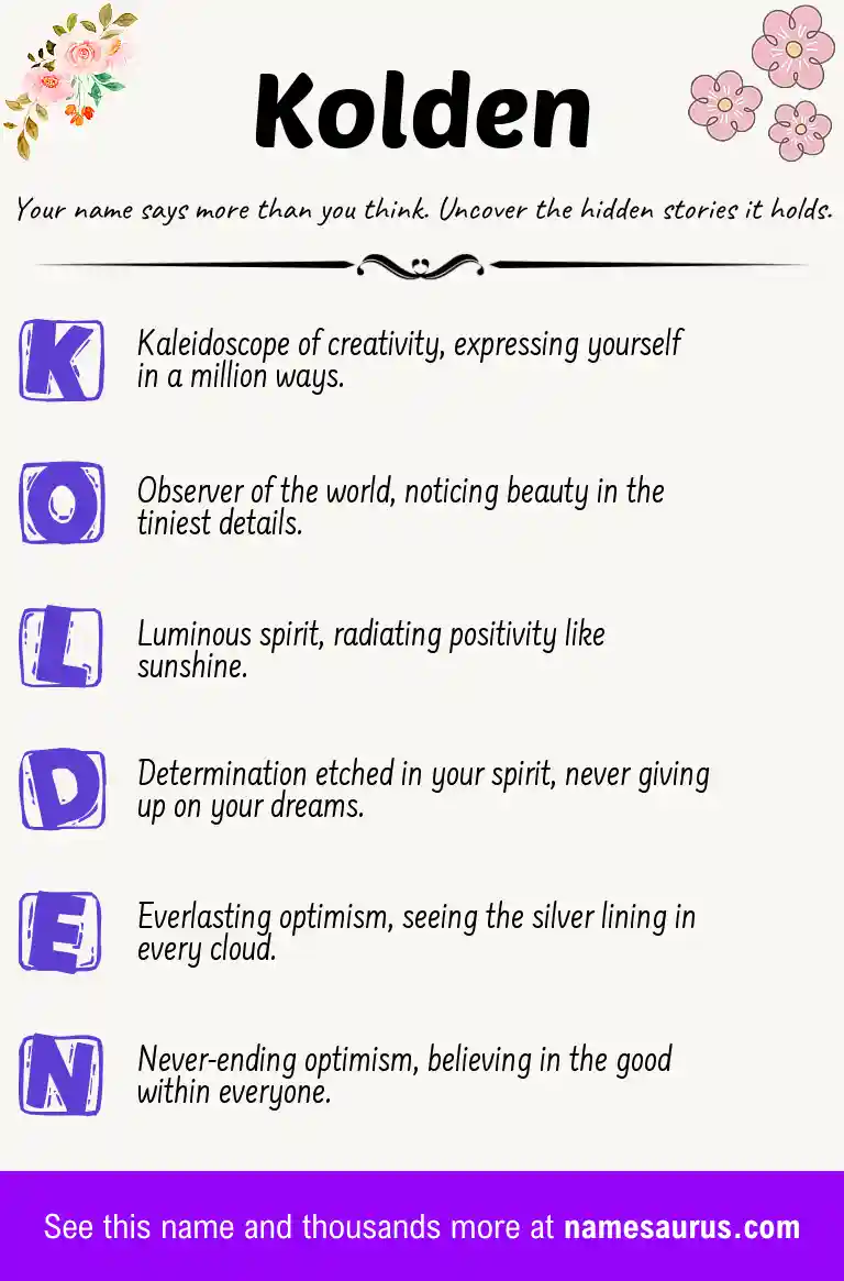 Acrostic poem about Kolden.