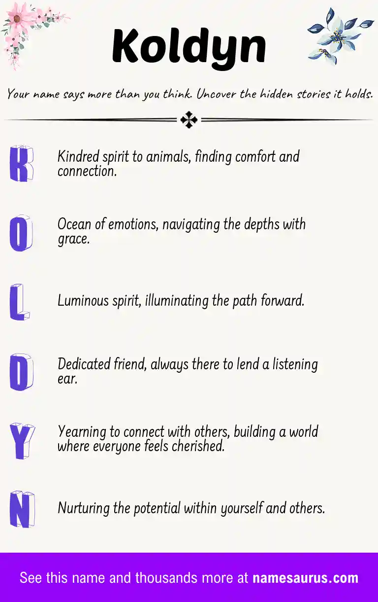 Acrostic poem about Koldyn.