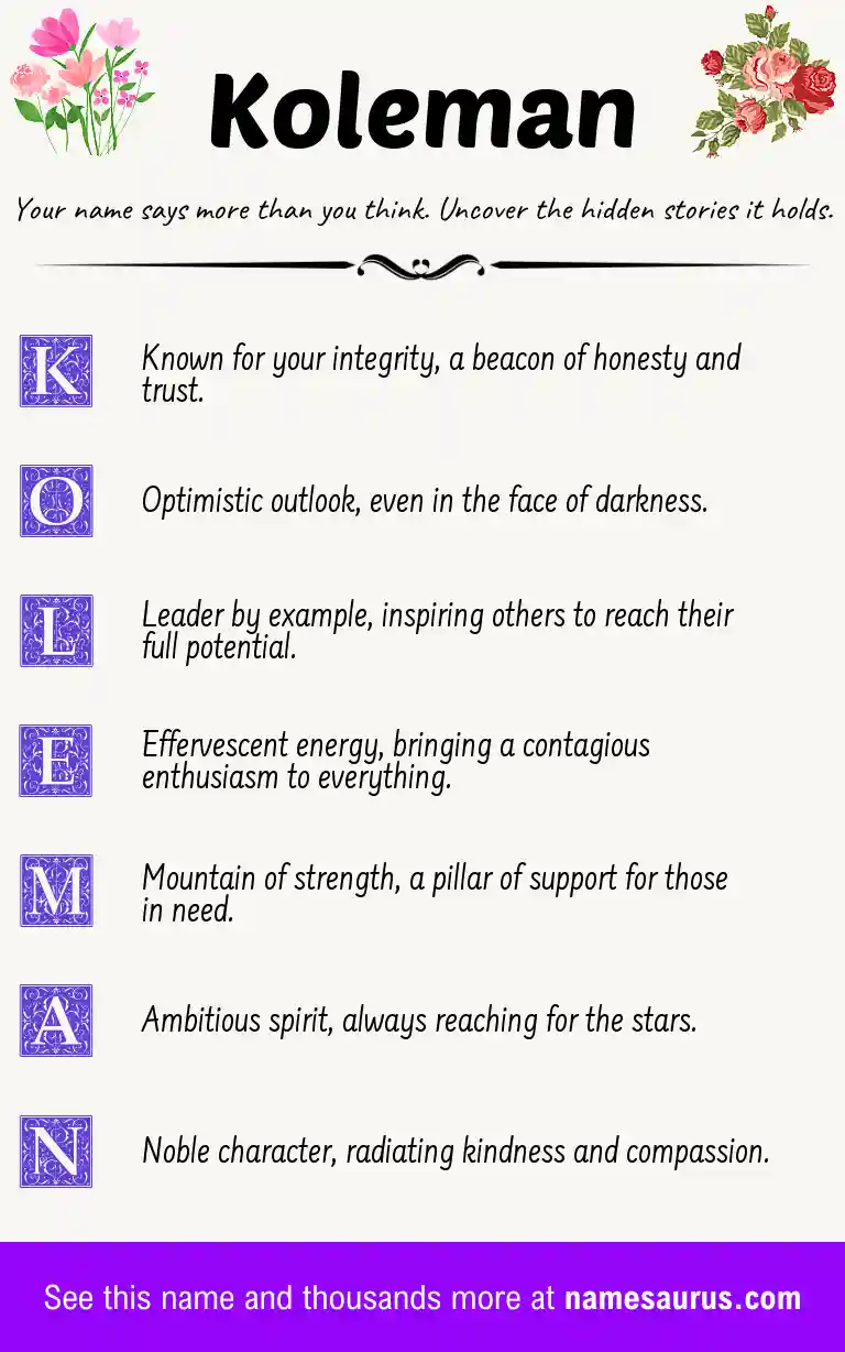 Acrostic poem about Koleman.