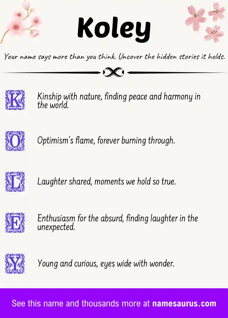 Acrostic poem about Koley.
