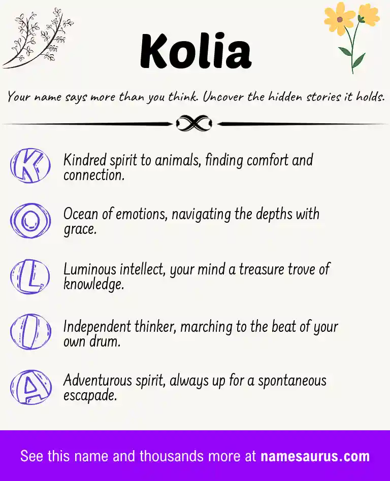 Acrostic poem about Kolia.