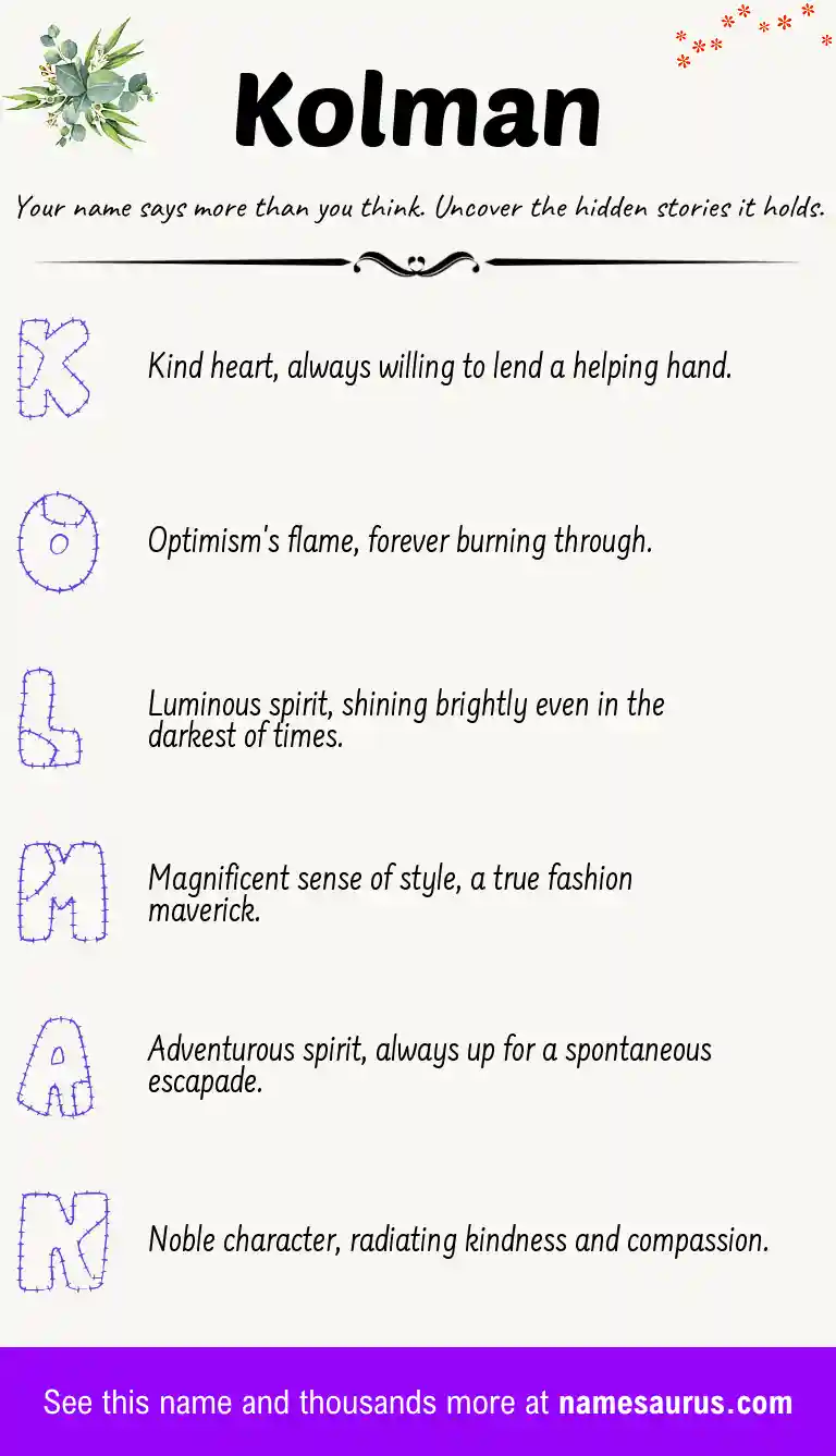 Acrostic poem about Kolman.