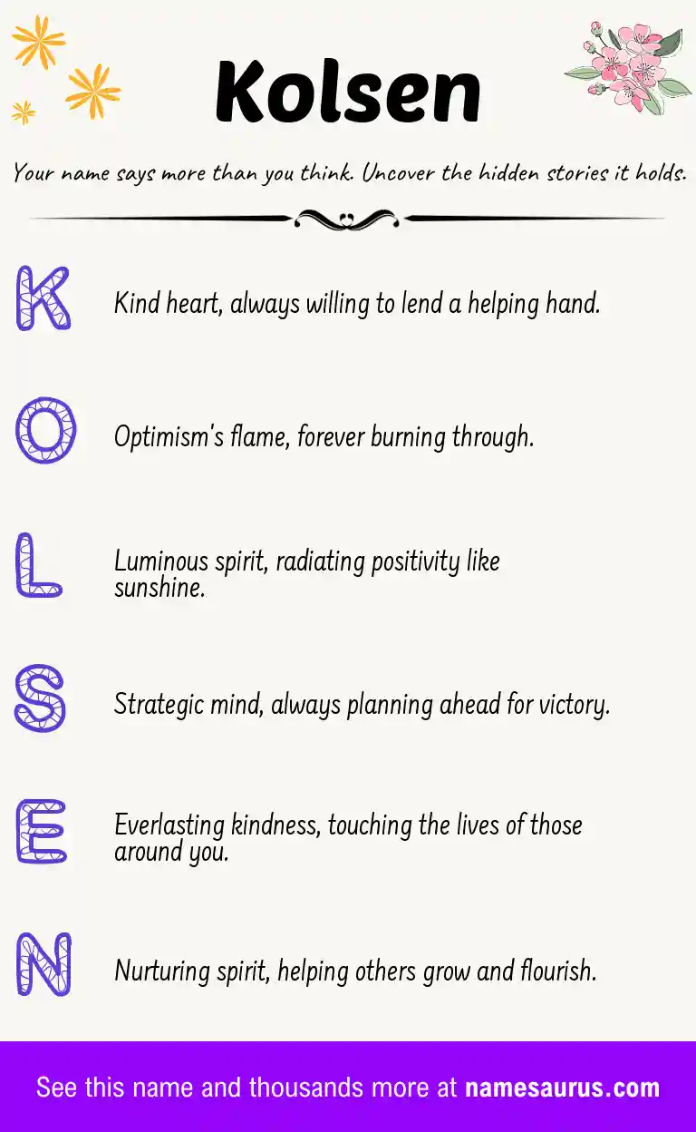 Acrostic poem about Kolsen.