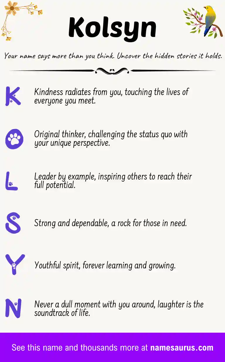 Acrostic poem about Kolsyn.