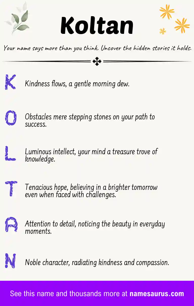 Acrostic poem about Koltan.