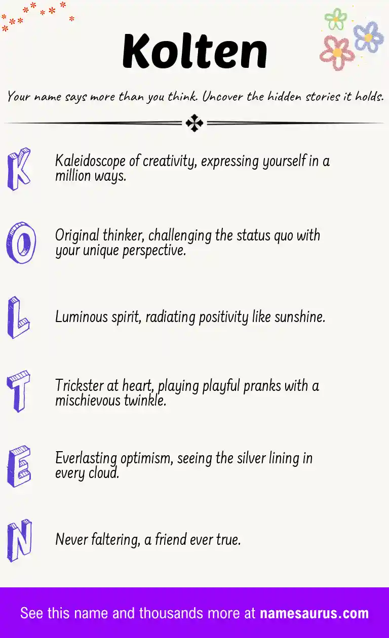 Acrostic poem about Kolten.