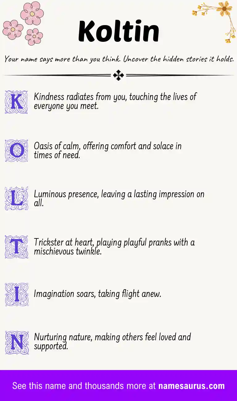 Acrostic poem about Koltin.