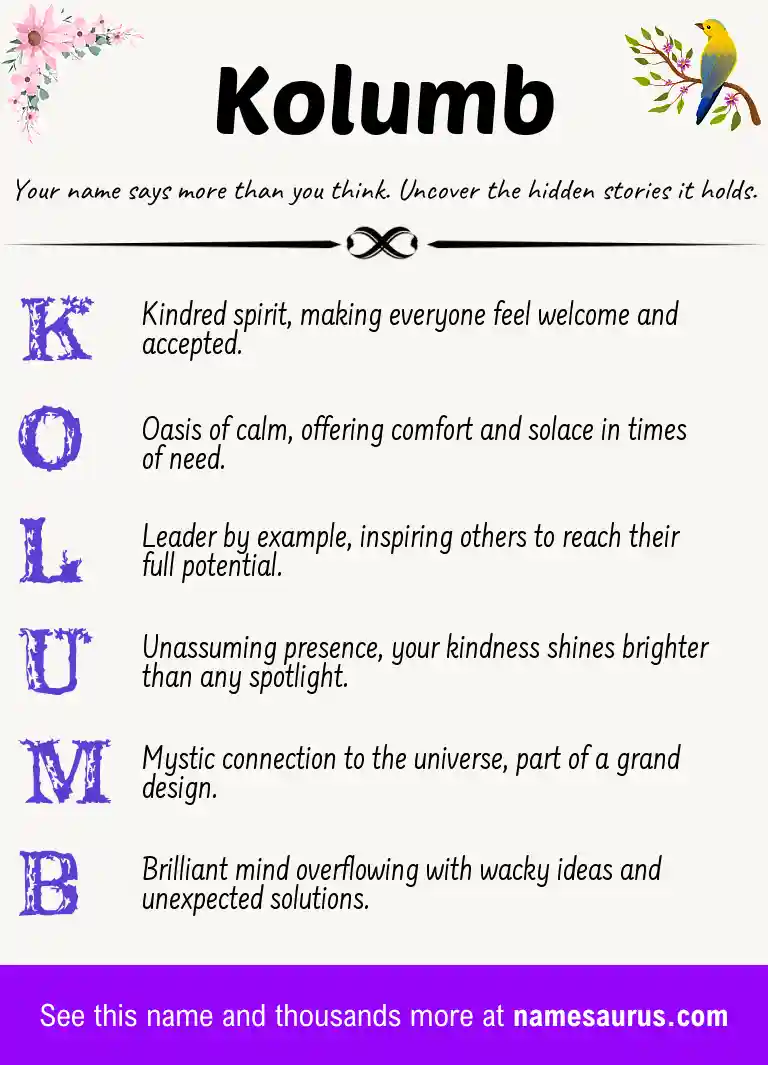 Acrostic poem about Kolumb.