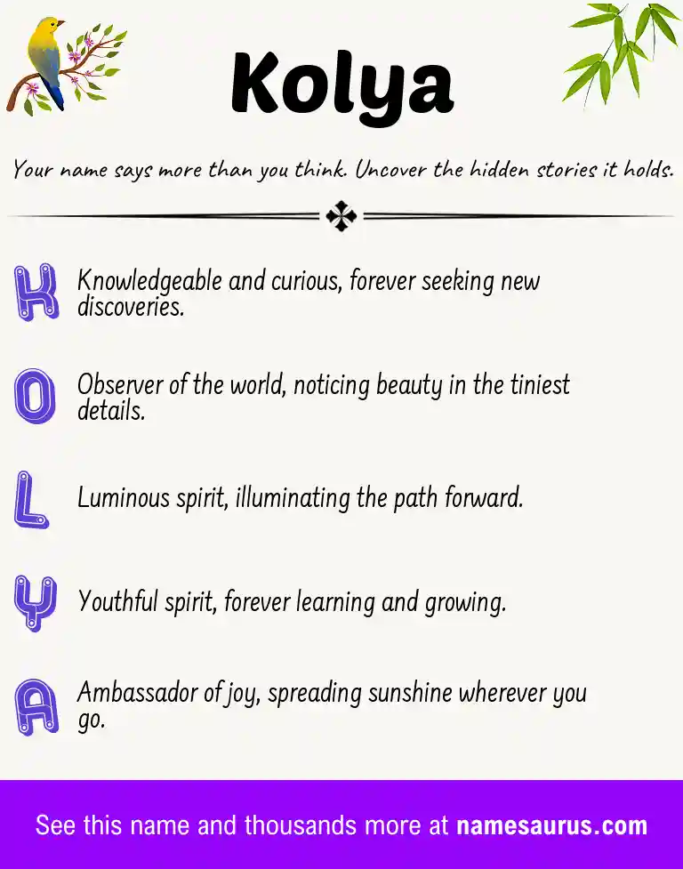 Acrostic poem about Kolya.