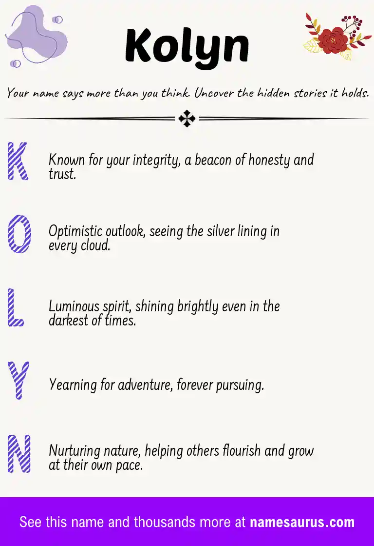 Acrostic poem about Kolyn.