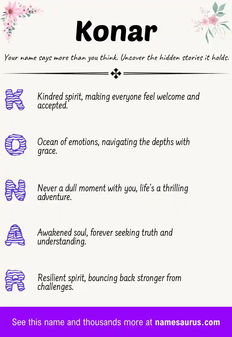 Acrostic poem about Konar.