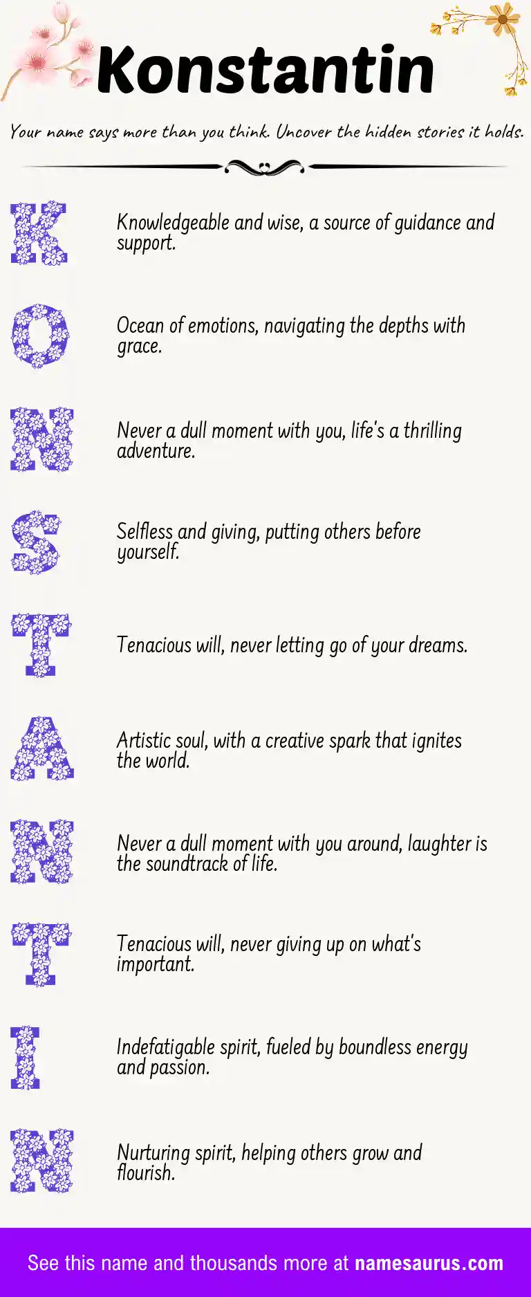 Acrostic poem about Konstantin.