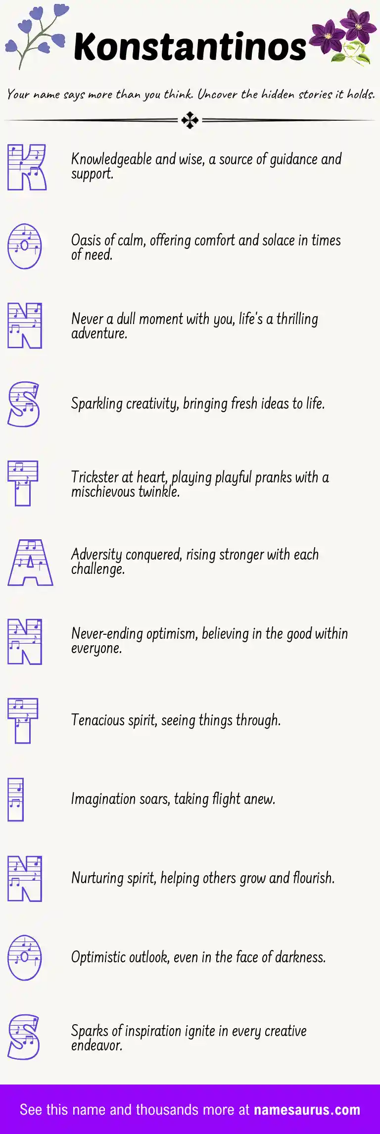 Acrostic poem about Konstantinos.