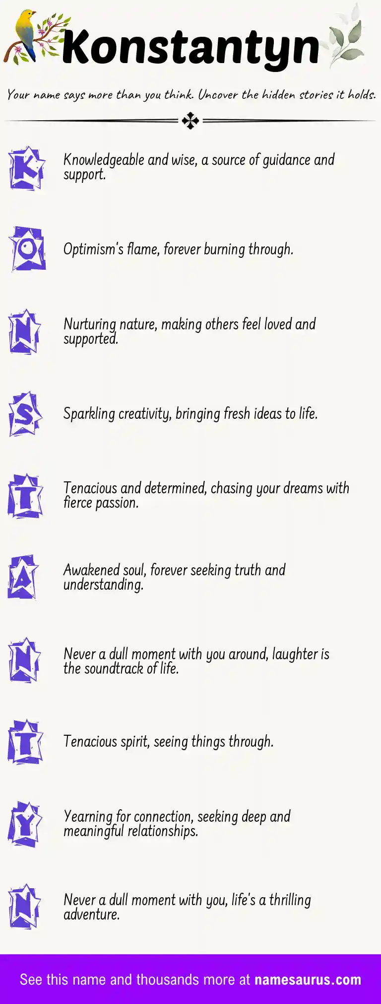 Acrostic poem about Konstantyn.