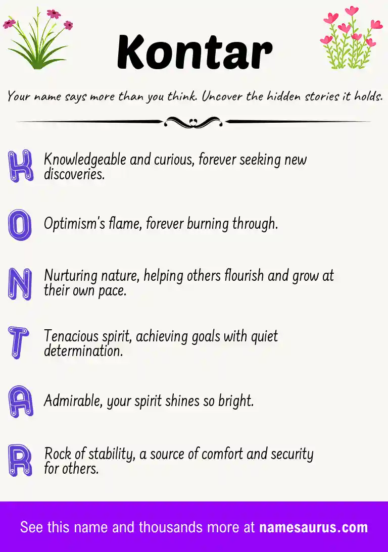 Acrostic poem about Kontar.