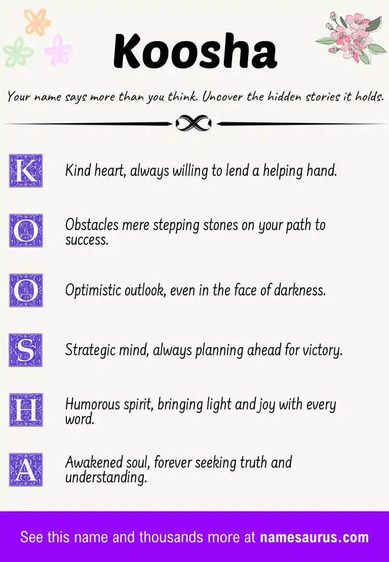 Acrostic poem about Koosha.