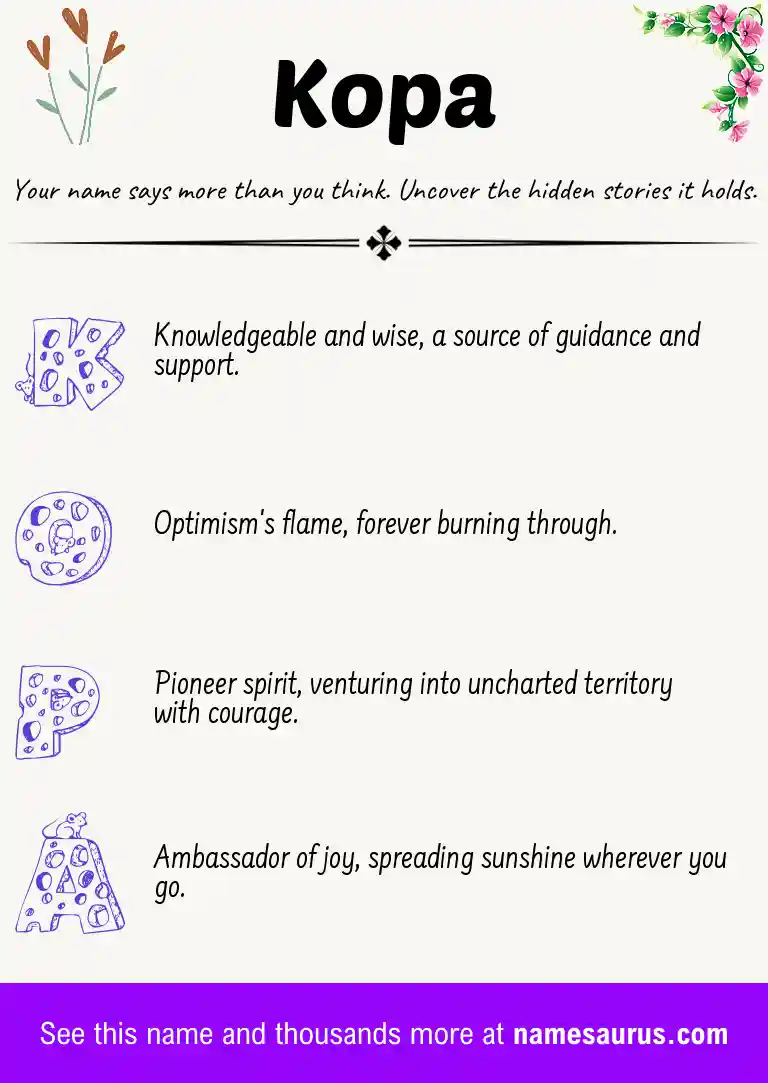 Acrostic poem about Kopa.