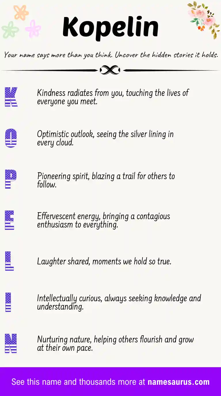 Acrostic poem about Kopelin.