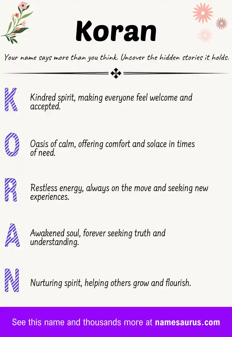 Acrostic poem about Koran.