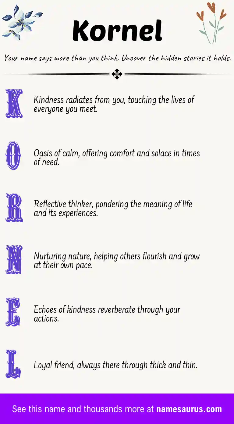Acrostic poem about Kornel.