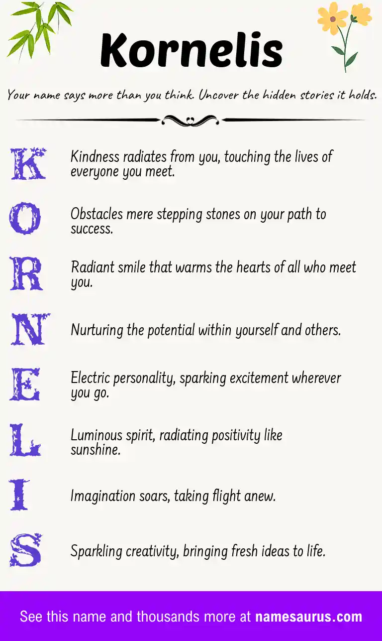 Acrostic poem about Kornelis.