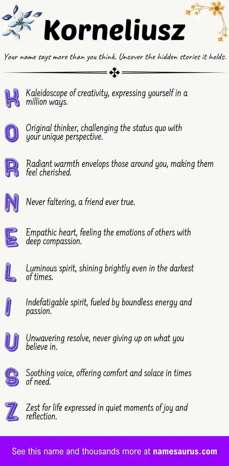 Acrostic poem about Korneliusz.