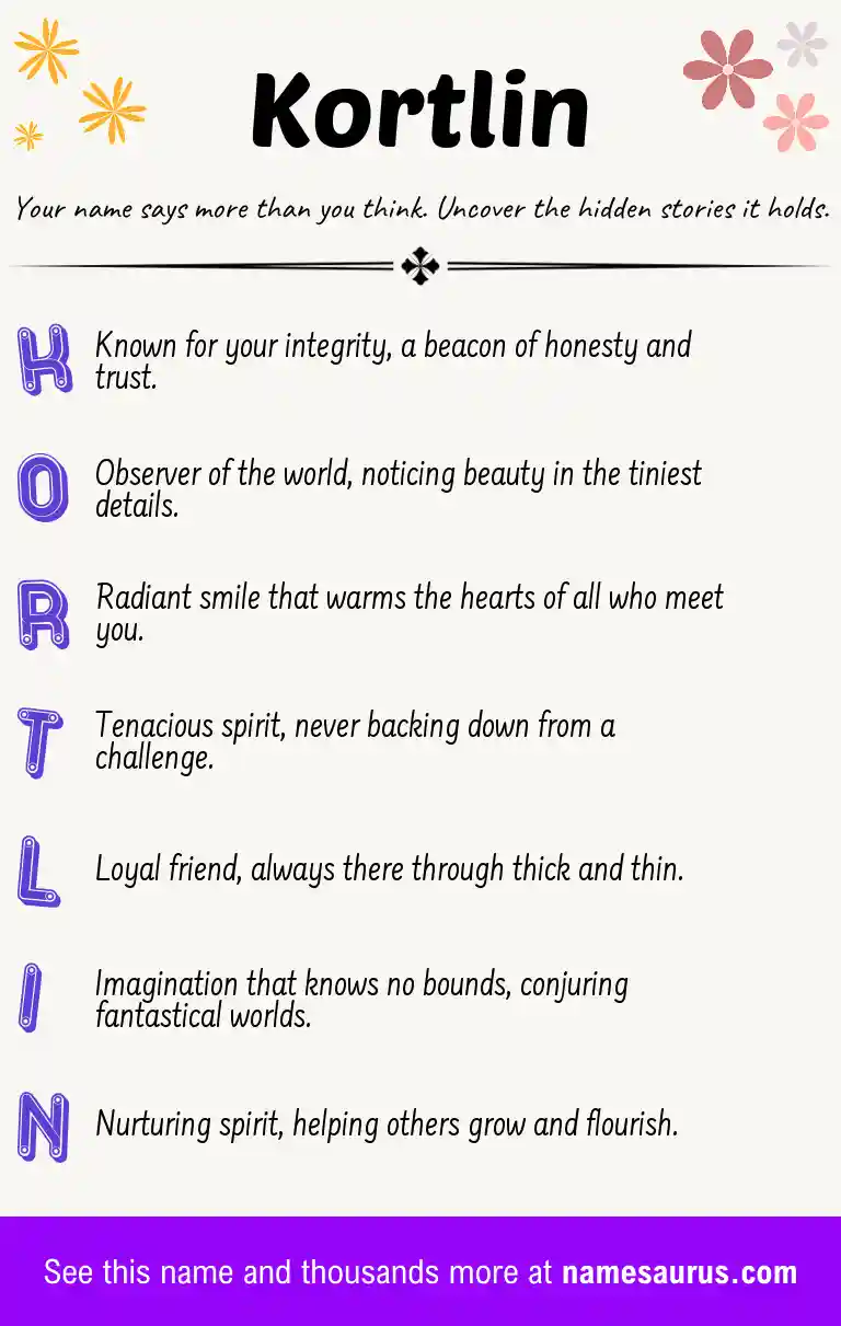 Acrostic poem about Kortlin.
