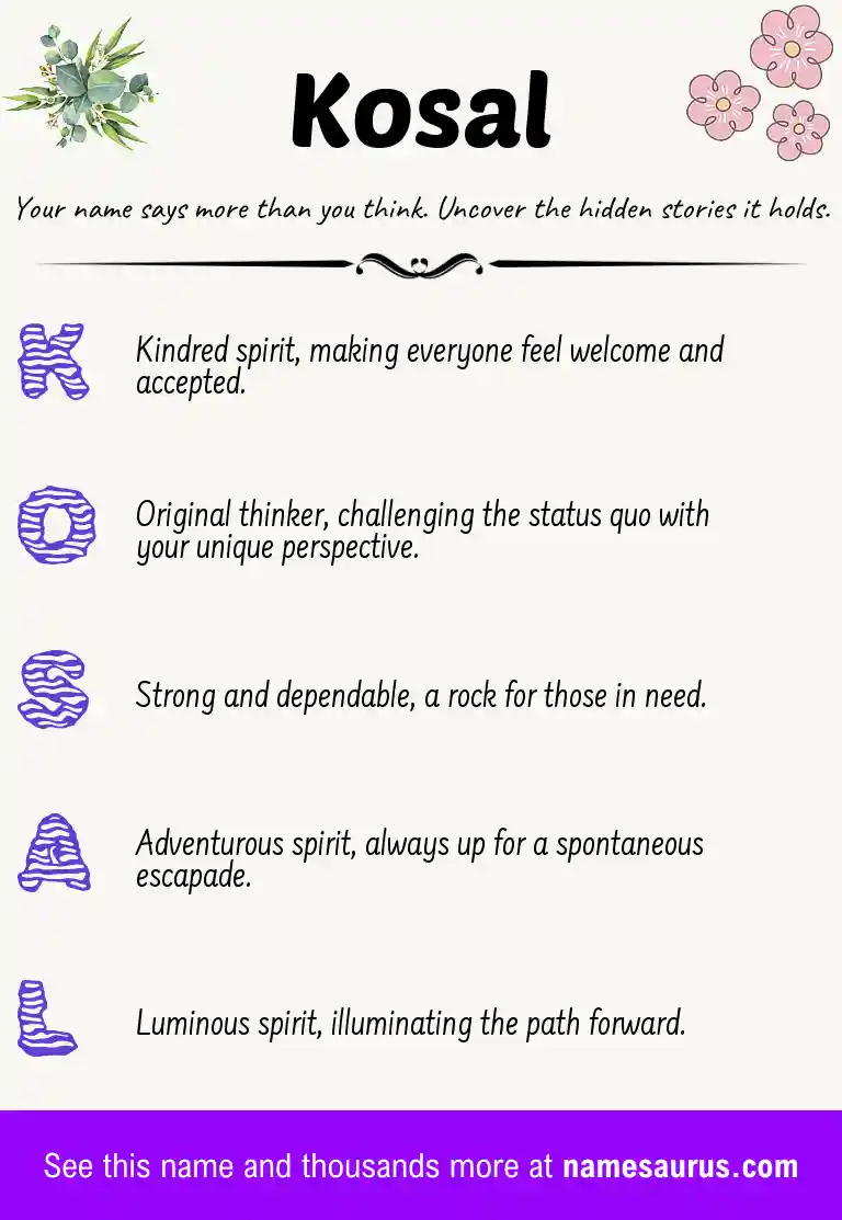 Acrostic poem about Kosal.