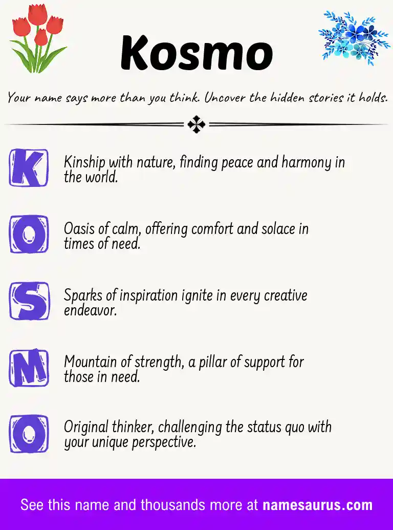 Acrostic poem about Kosmo.