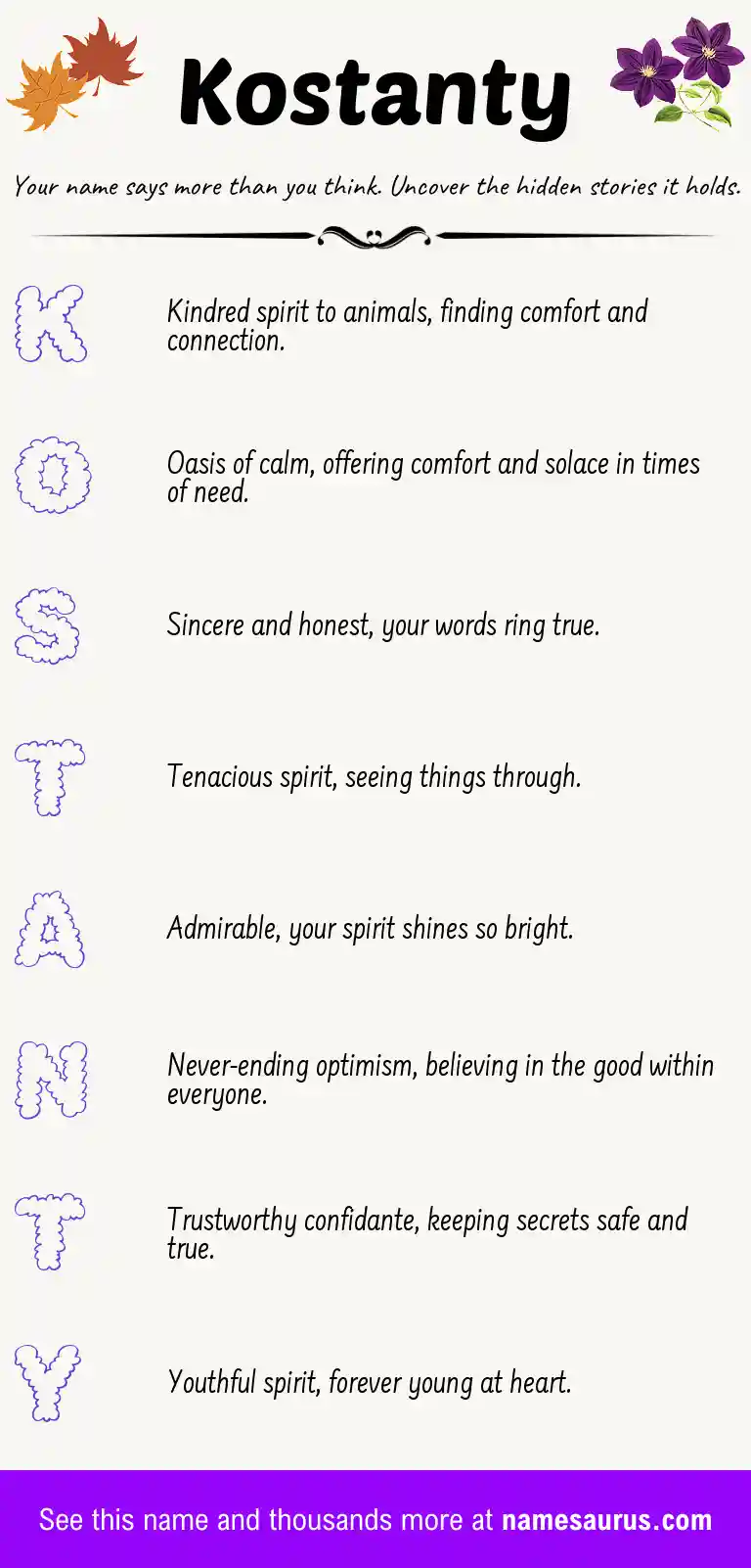 Acrostic poem about Kostanty.