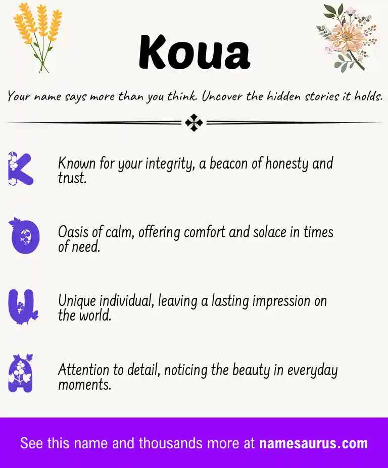 Acrostic poem about Koua.