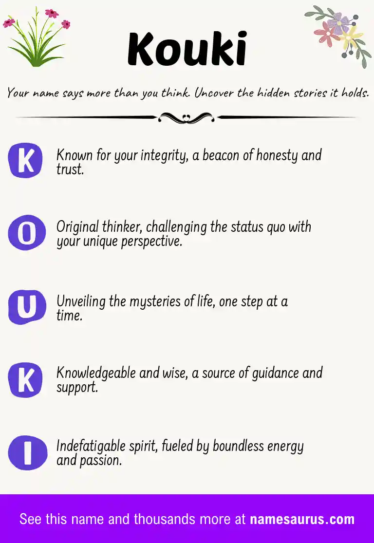 Acrostic poem about Kouki.