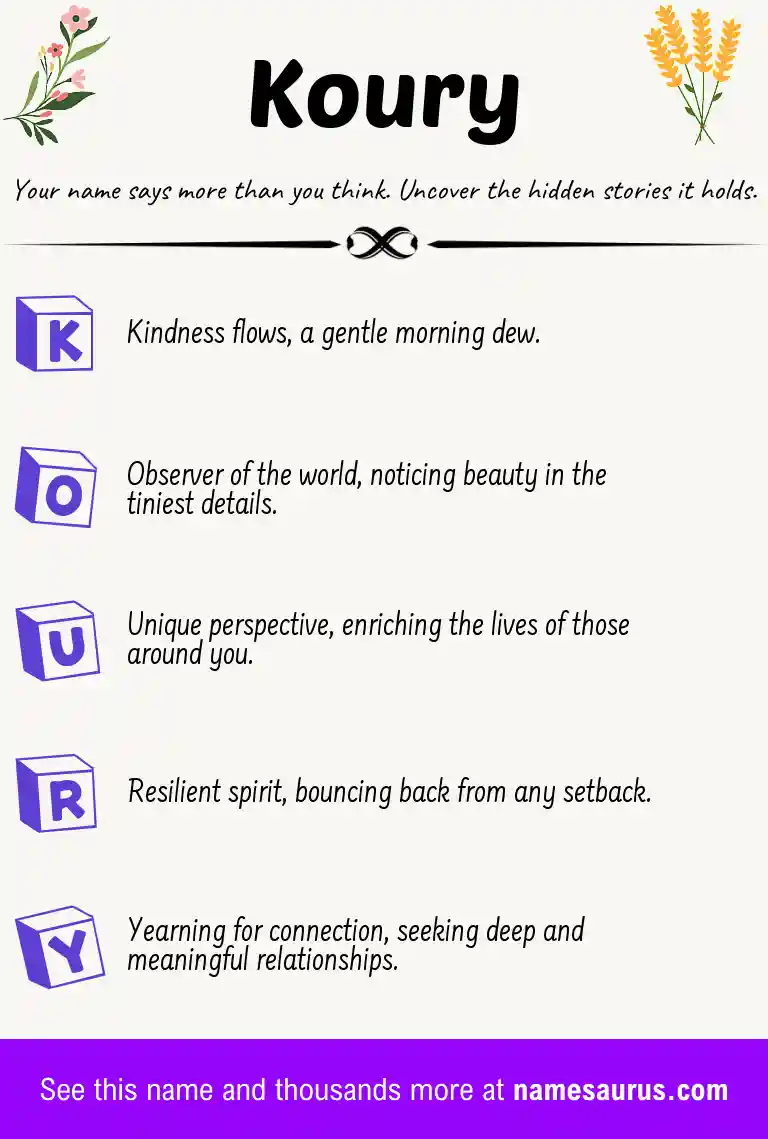 Acrostic poem about Koury.