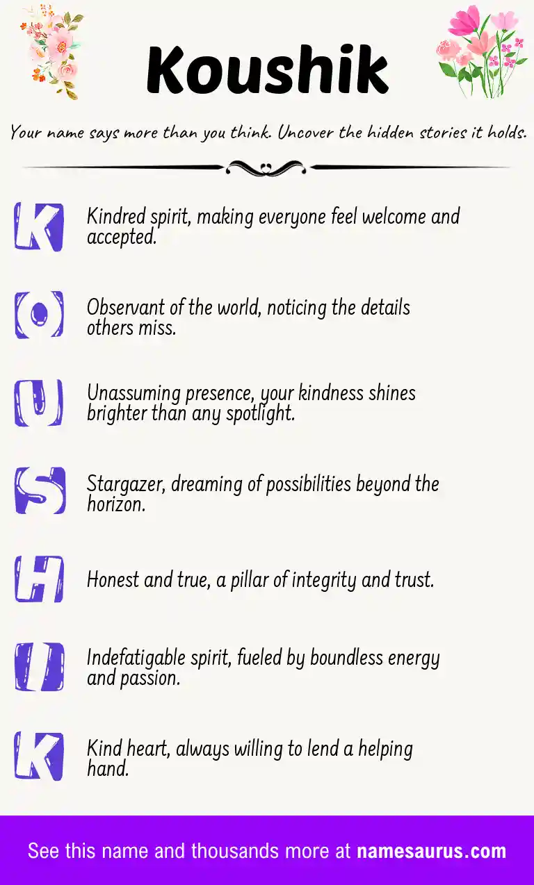Acrostic poem about Koushik.