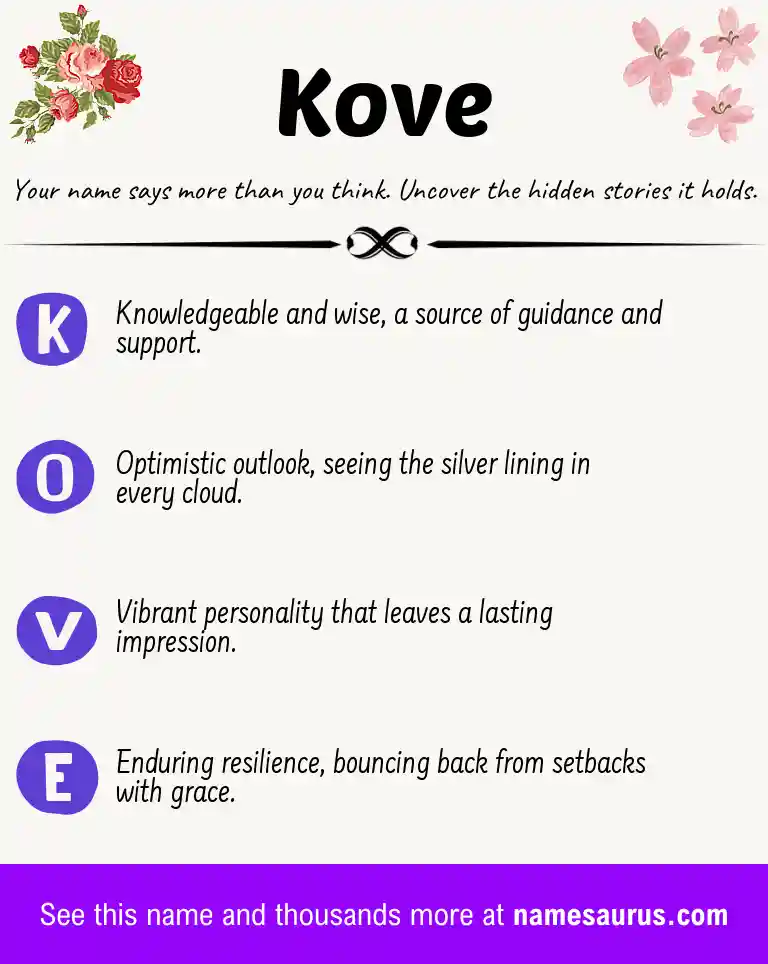 Acrostic poem about Kove.