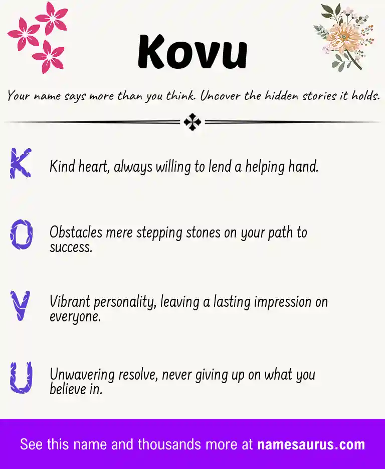 Acrostic poem about Kovu.