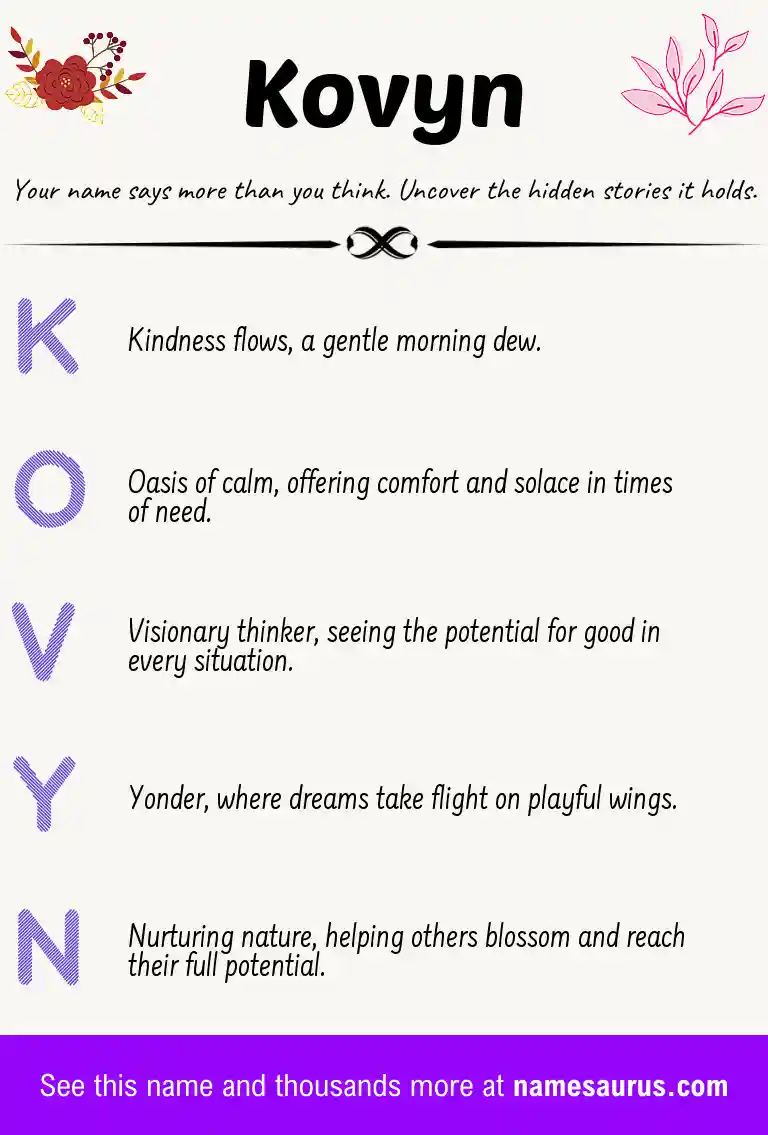 Acrostic poem about Kovyn.