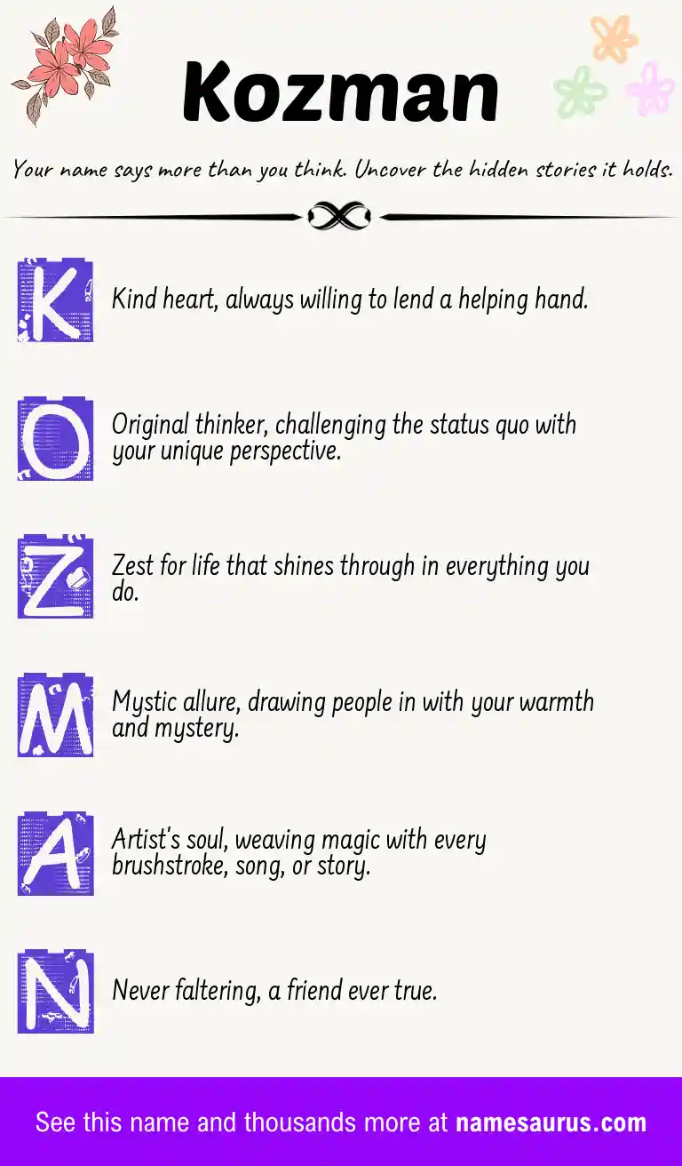 Acrostic poem about Kozman.