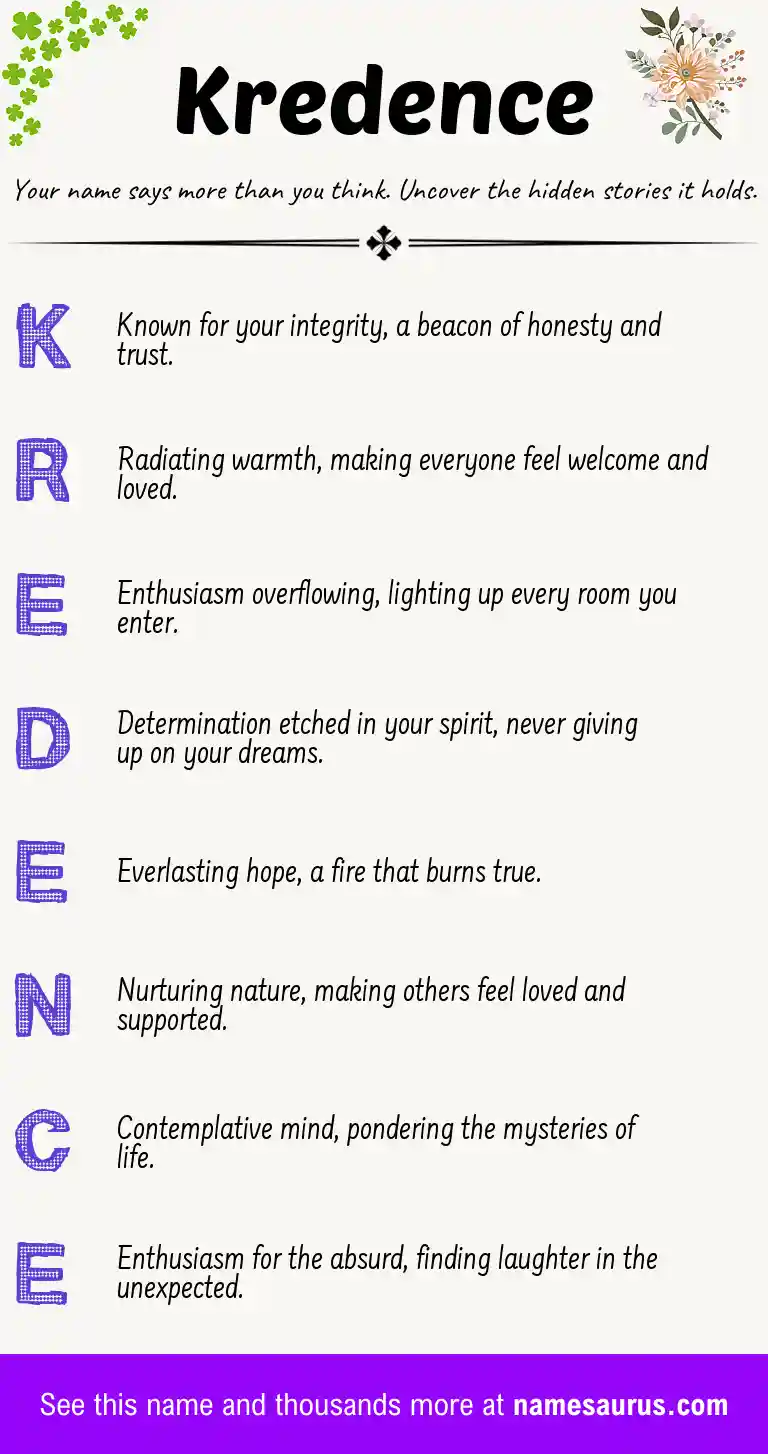 Acrostic poem about Kredence.