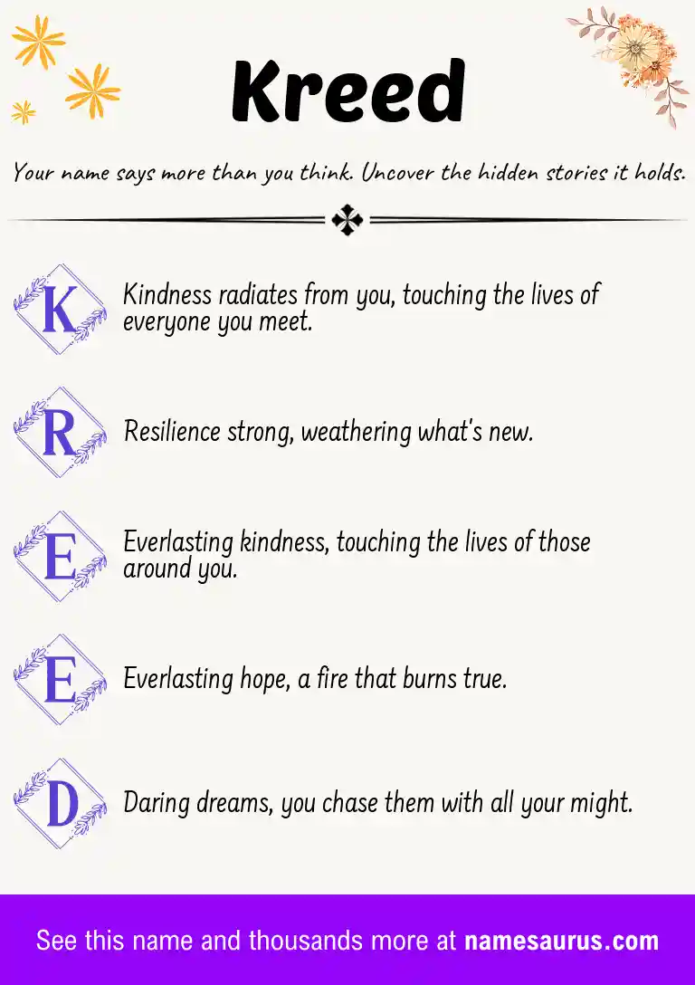 Acrostic poem about Kreed.