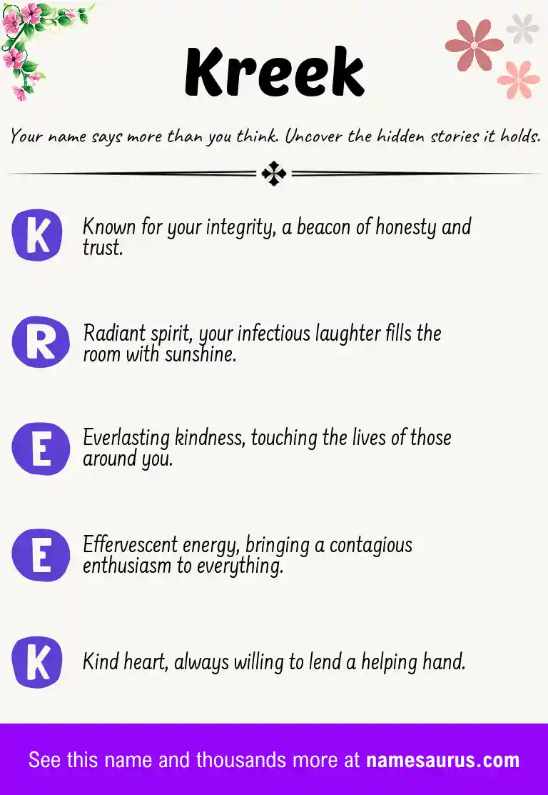 Acrostic poem about Kreek.