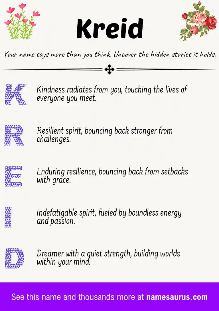 Acrostic poem about Kreid.