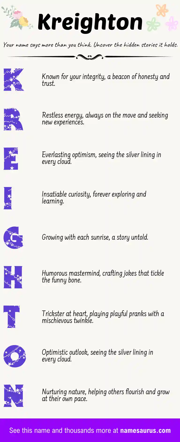 Acrostic poem about Kreighton.