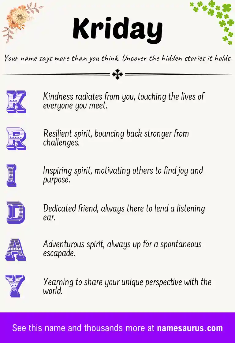 Acrostic poem about Kriday.