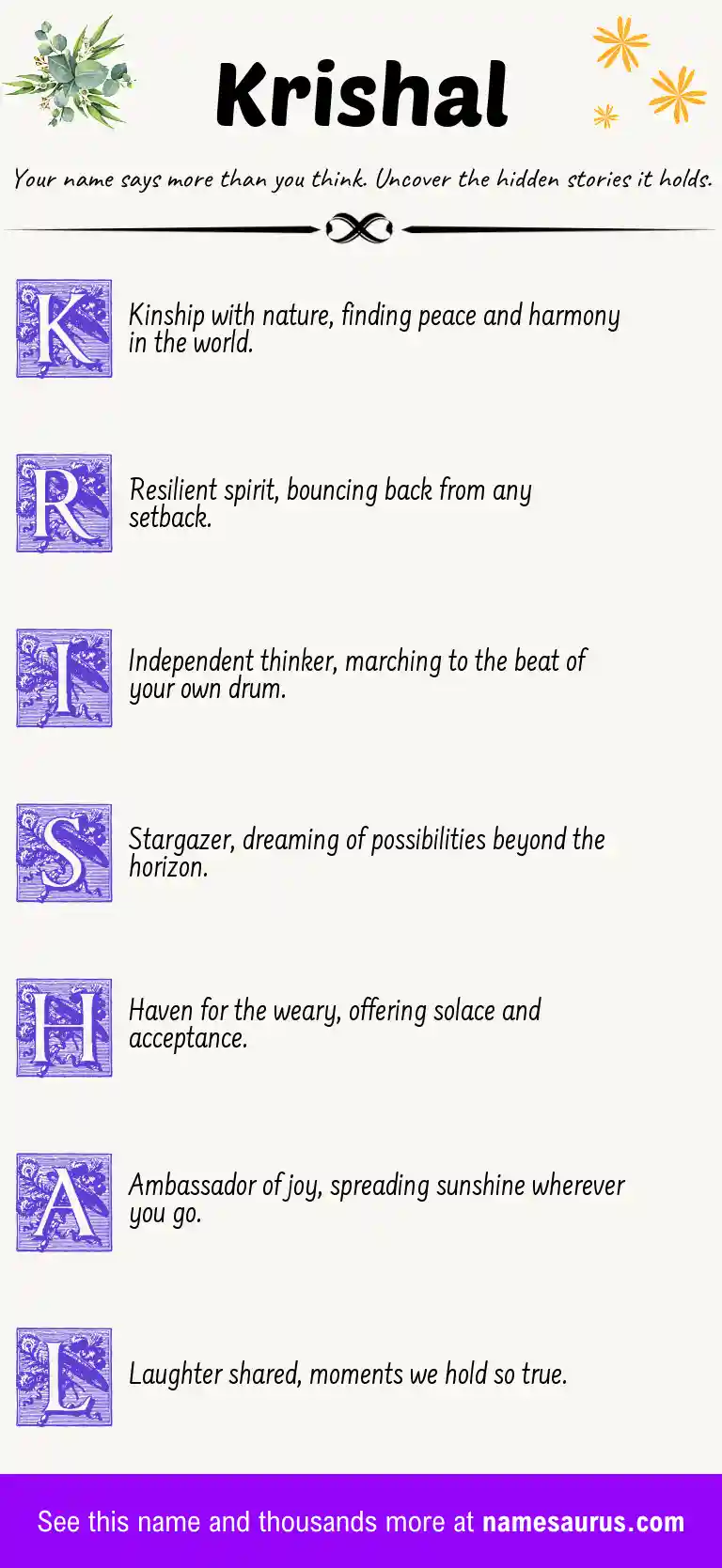 Acrostic poem about Krishal.