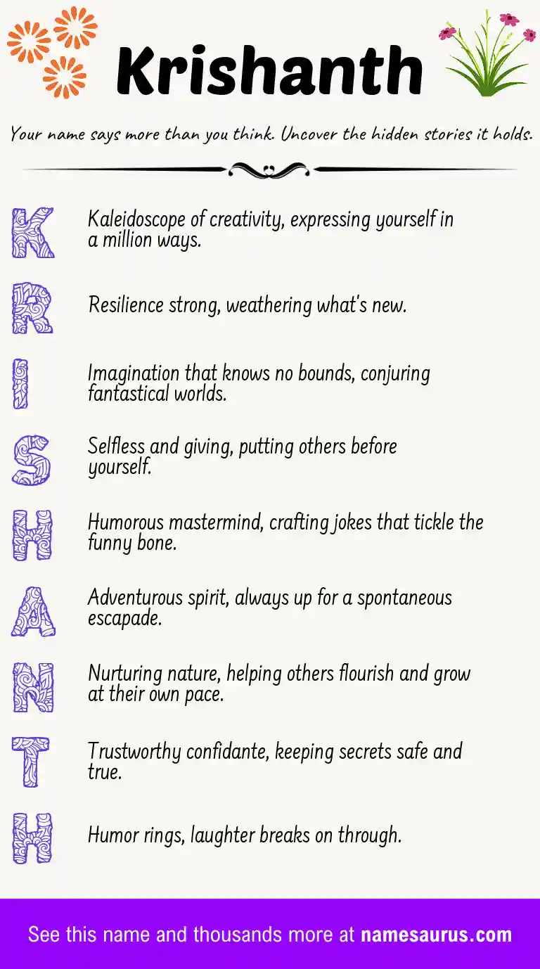 Acrostic poem about Krishanth.