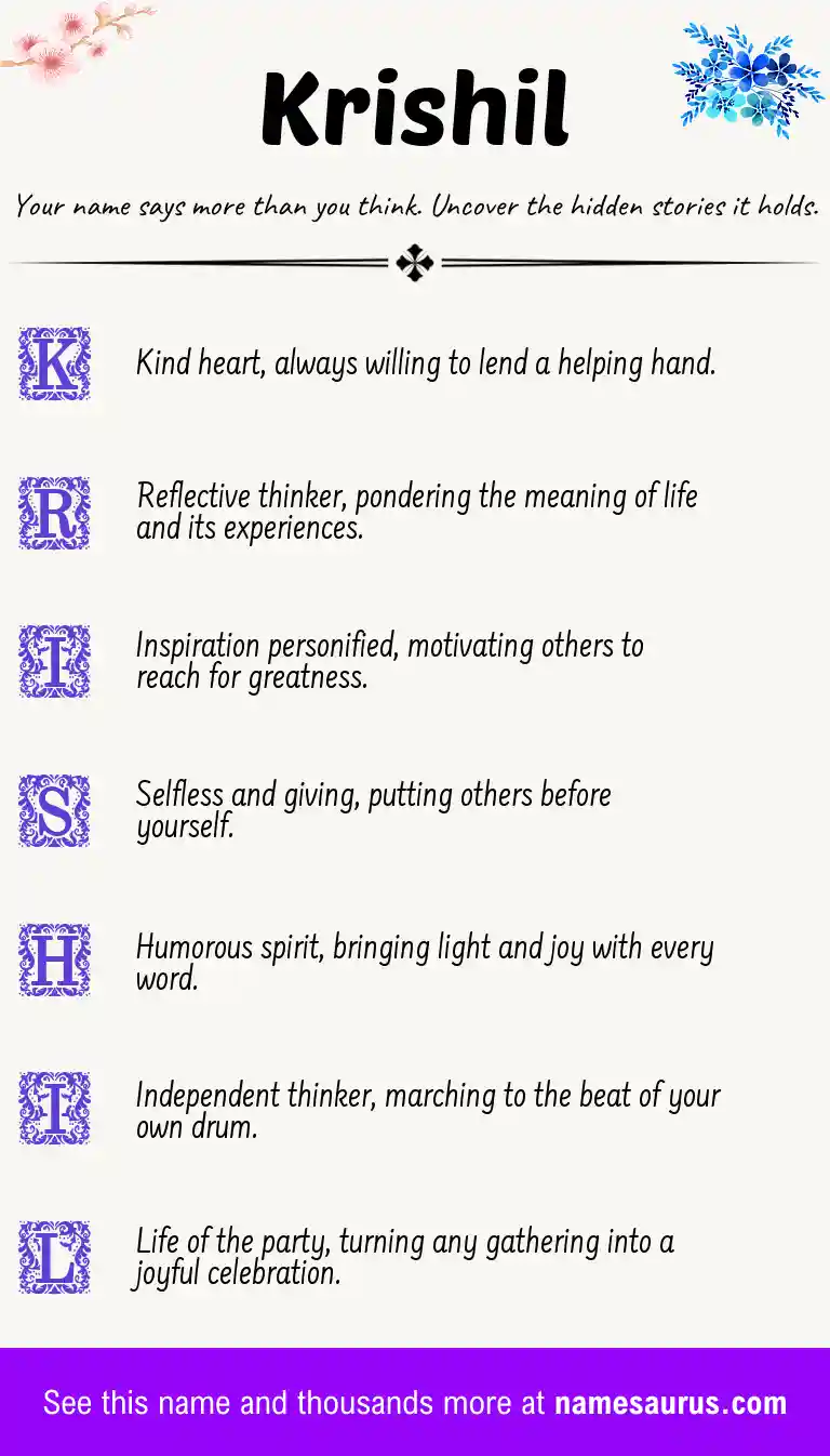 Acrostic poem about Krishil.