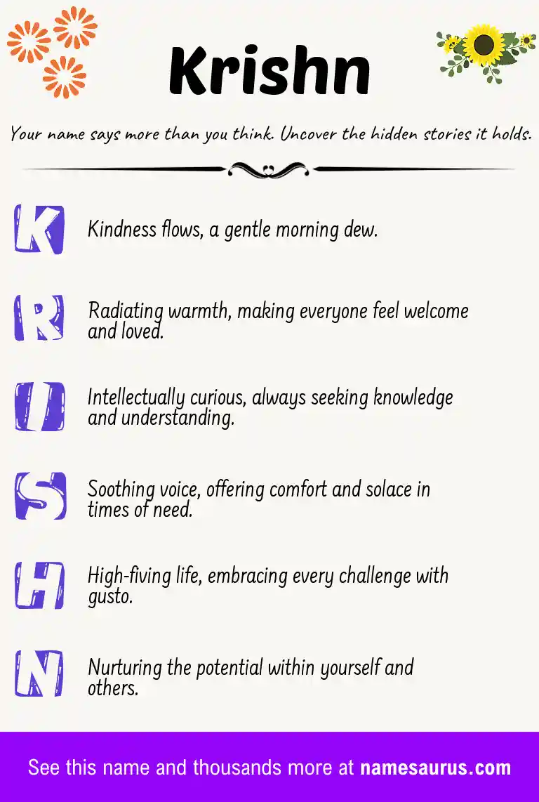Acrostic poem about Krishn.