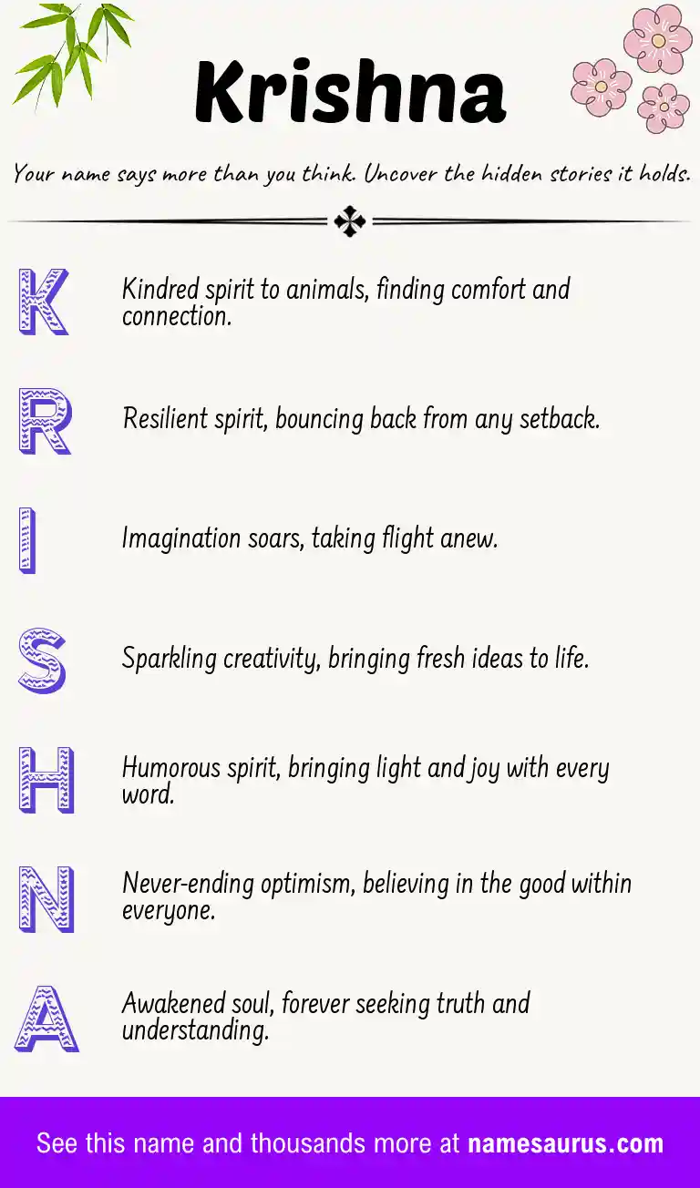 Acrostic poem about Krishna.