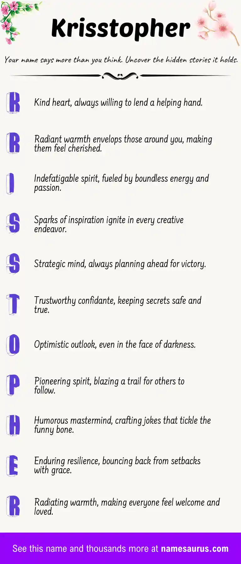 Acrostic poem about Krisstopher.